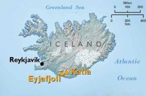 situation géographique du volcan katla en Islande